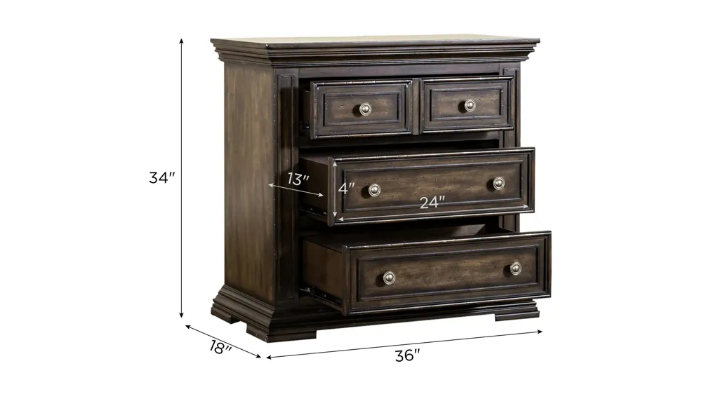 Big Valley Bedside Chest w/ Charging Station Dimensions