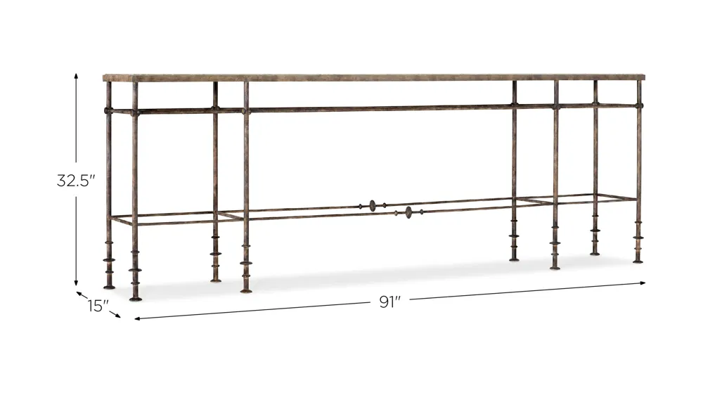 La Grange St James Metal and Stone Console Dimensions