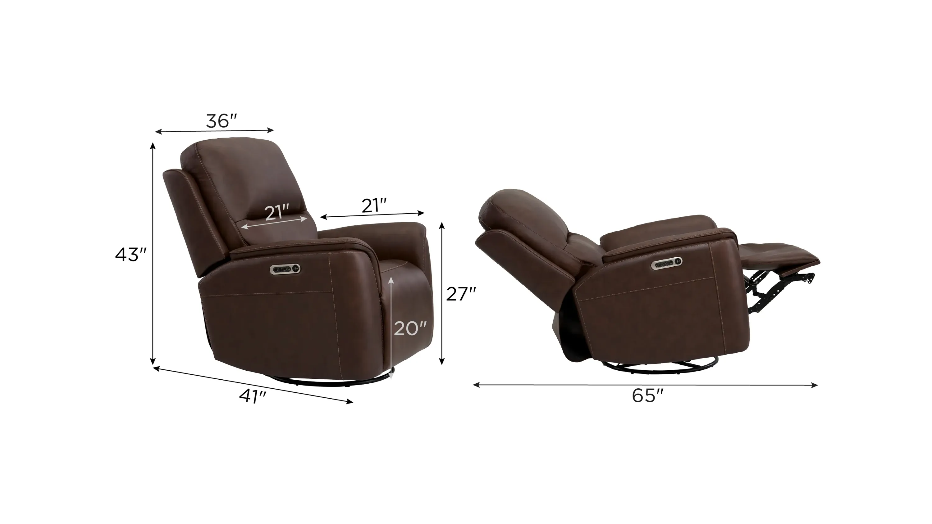 Henrick Triple Power Leather Swivel Glider Recliner | Raymour