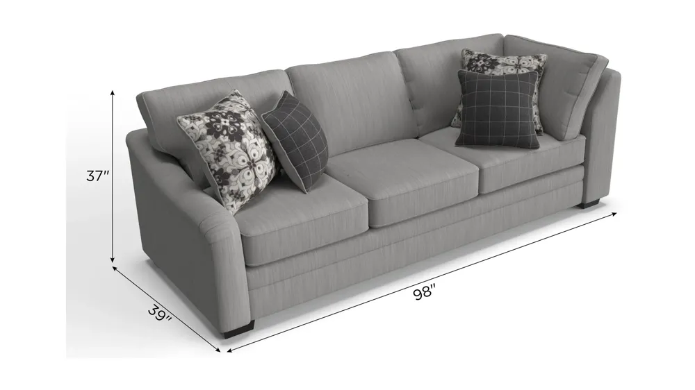 Caid Chenille Left Arm Facing Sofa w/ Return Dimensions