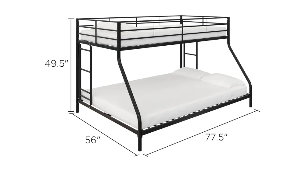 Atwater Living Bloor Small Space Twin over Full Bunk Bed Dimensions
