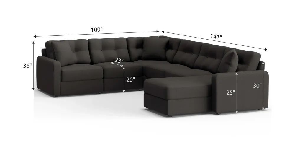 ModularOne 6-pc. Sectional Dimensions