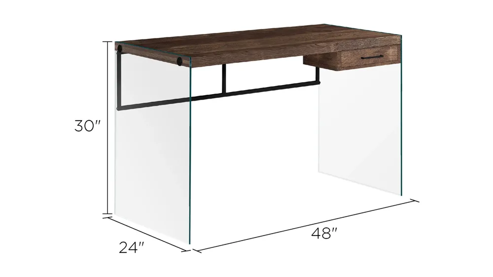Barnabus Computer Desk with Glass Panels Dimensions