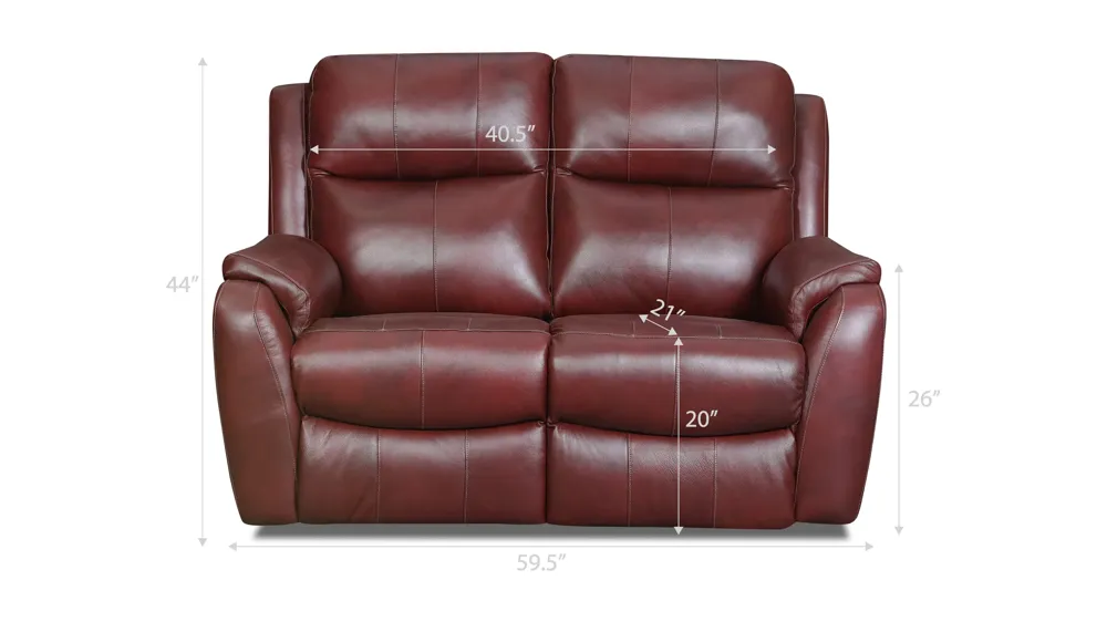 Stevens Reclining Leather Loveseat Dimensions
