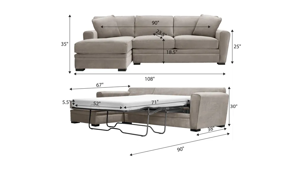 Artemis II 2-pc. Sectional w/ Full Sleeper Dimensions