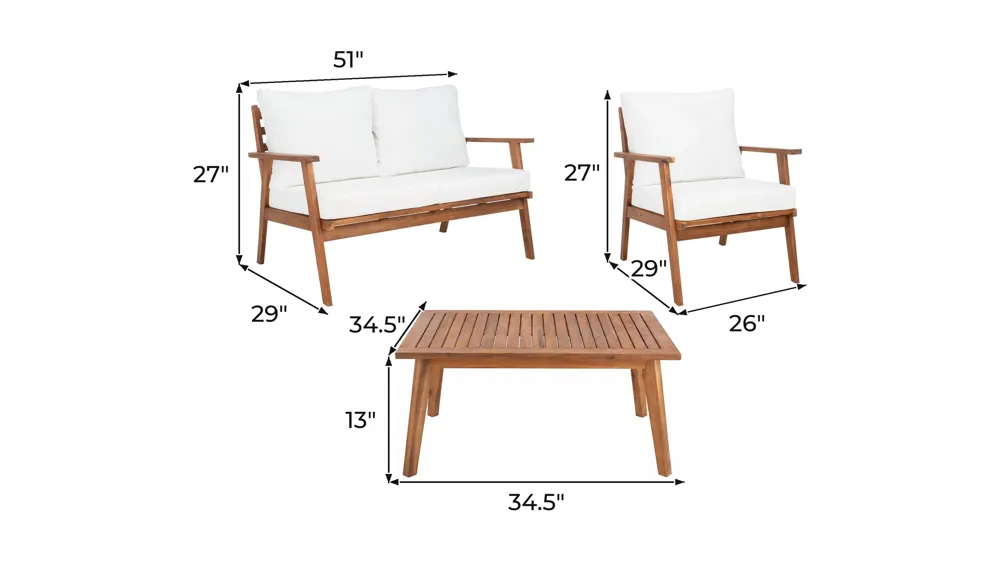Kaelan 4-pc. Patio Set Dimensions