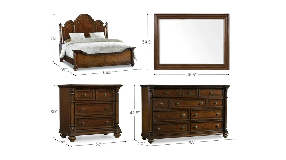 Leesburg 4-pc. Poster Bedroom Set Dimensions