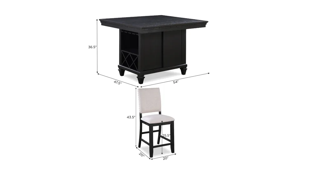 Regent 5-pc. Counter Height Dining Dimensions