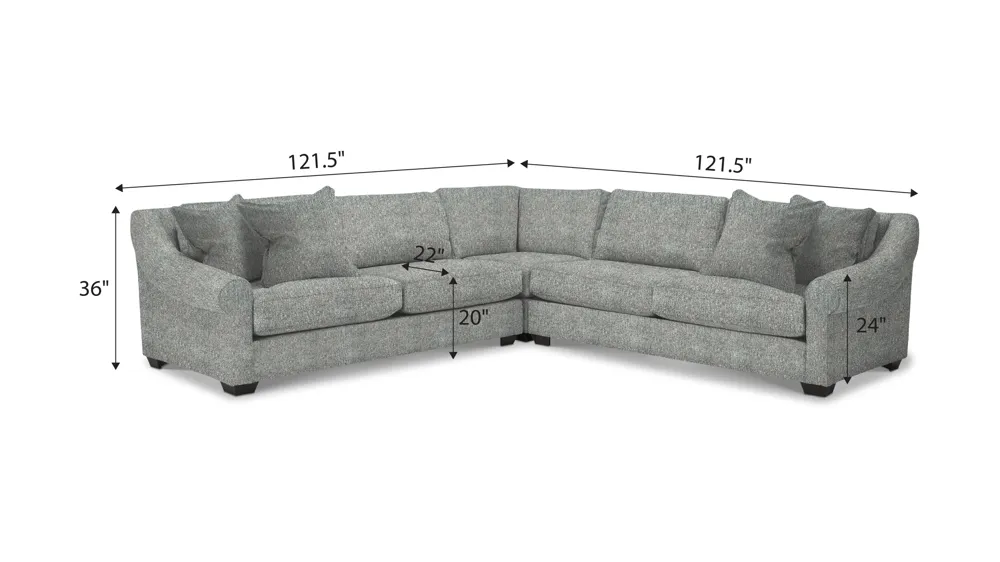 Thatcher 3-pc. Sectional Dimensions
