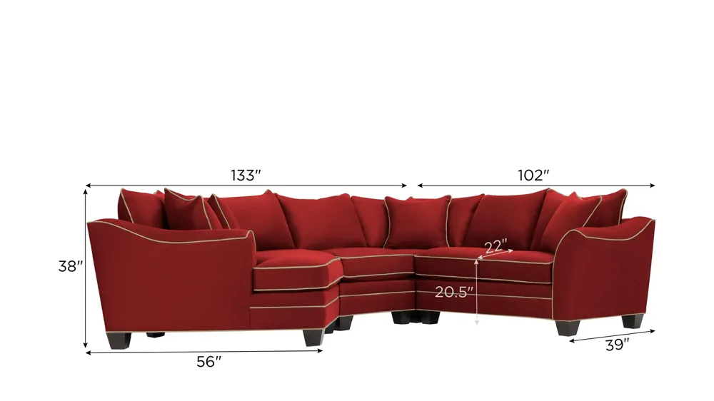Foresthill 4-pc. Left Hand Cuddler Sectional Sofa Dimensions