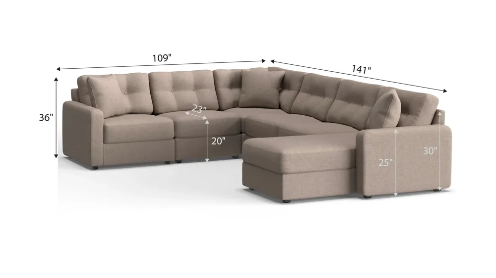 ModularOne 6-pc. Sectional Dimensions