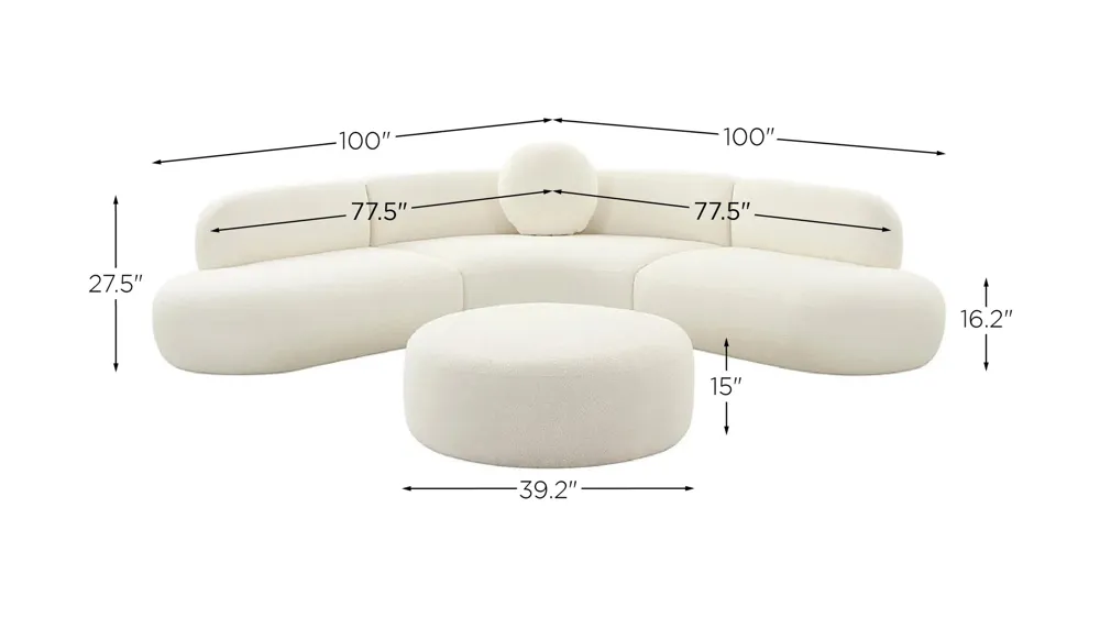 Broohah 3-pc. Sectional with Ottoman Dimensions