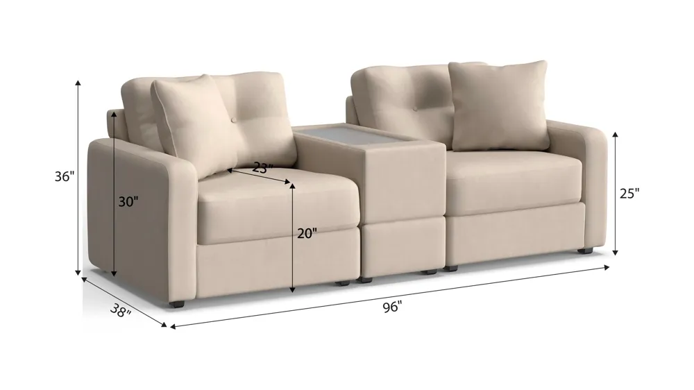 ModularOne 3-pc. Console Loveseat Dimensions