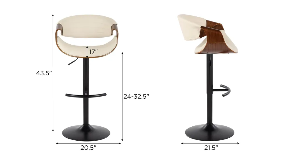 Symphony Adjustable Barstool - Set of 2 Dimensions