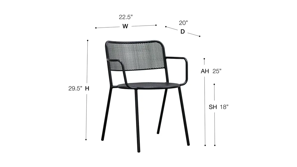 Nansen Outdoor Armchair - Set of 2 Dimensions
