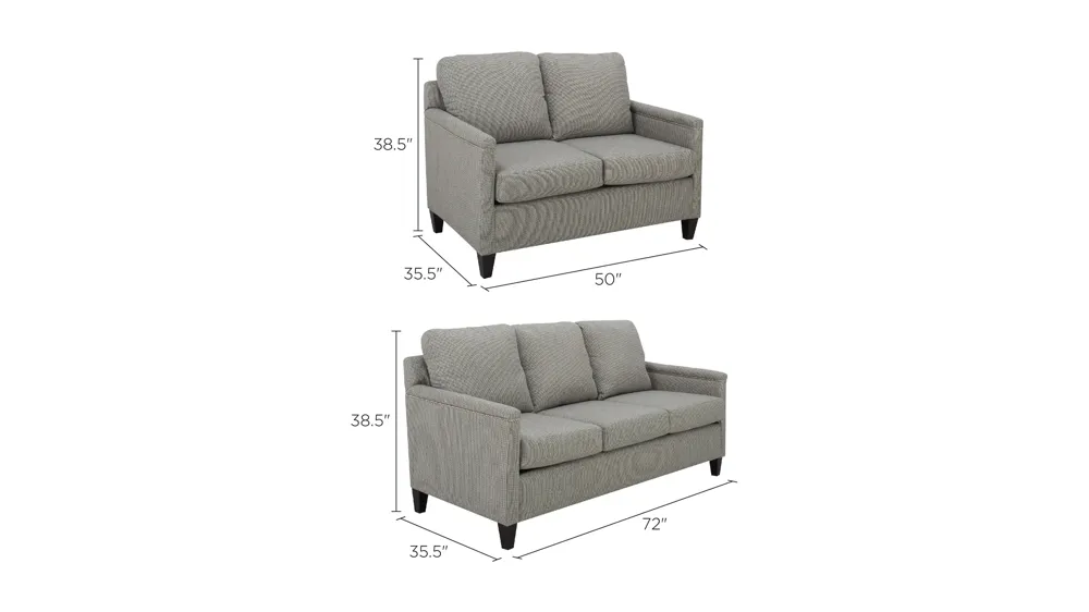 Lenway 2-pc. Sofa and Loveseat Set Dimensions