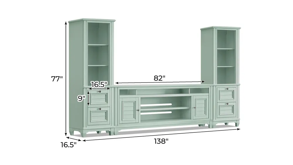 Cape Town 3-pc. 82" Entertainment Wall Dimensions