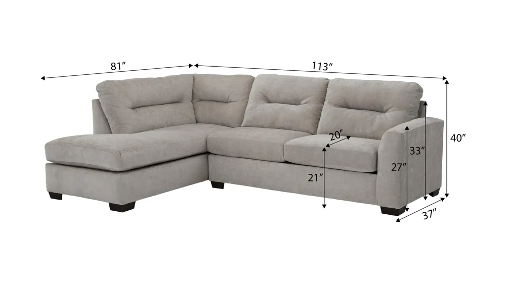 Oliver 2-pc. Sectional Dimensions