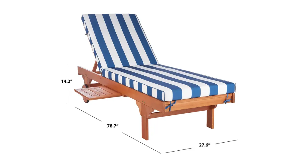 Newport Reclining Chaise Lounge w/ Side Table Dimensions