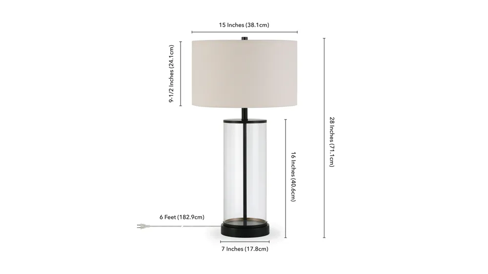 Dillan Clear Glass Table Lamp Dimensions