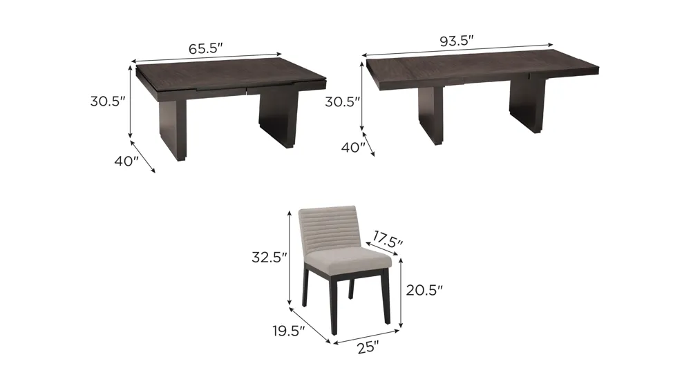 Modesto 5-pc. Dining Set Dimensions