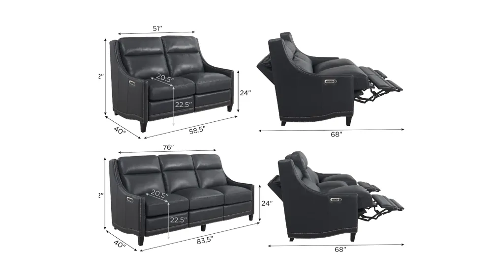 Sebastian 2-pc. Sofa & Loveseat Set Dimensions