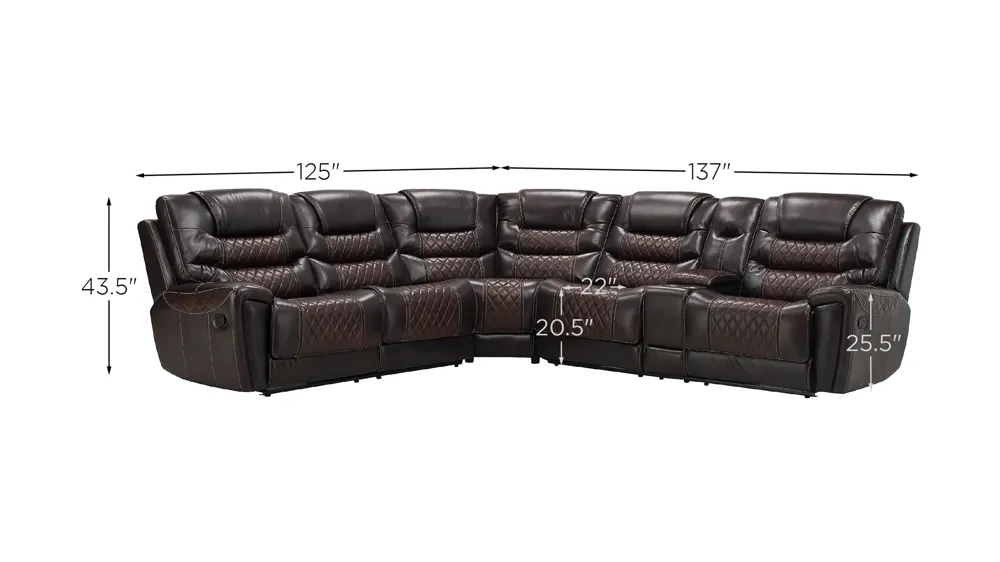 Corrigan 3-pc. Reclining Sectional Dimensions