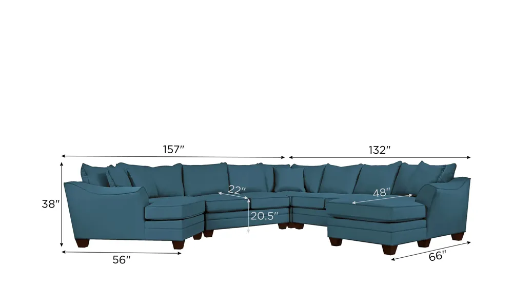 Foresthill 5-pc. Left Hand Facing Sectional Sofa Dimensions