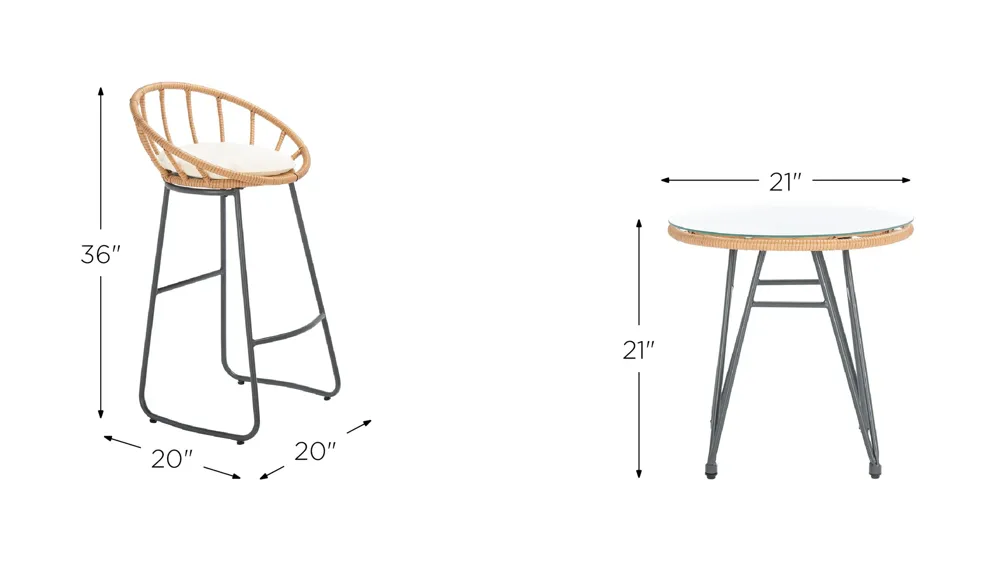 Lersa 3-pc. Outdoor Pub Table Set Dimensions