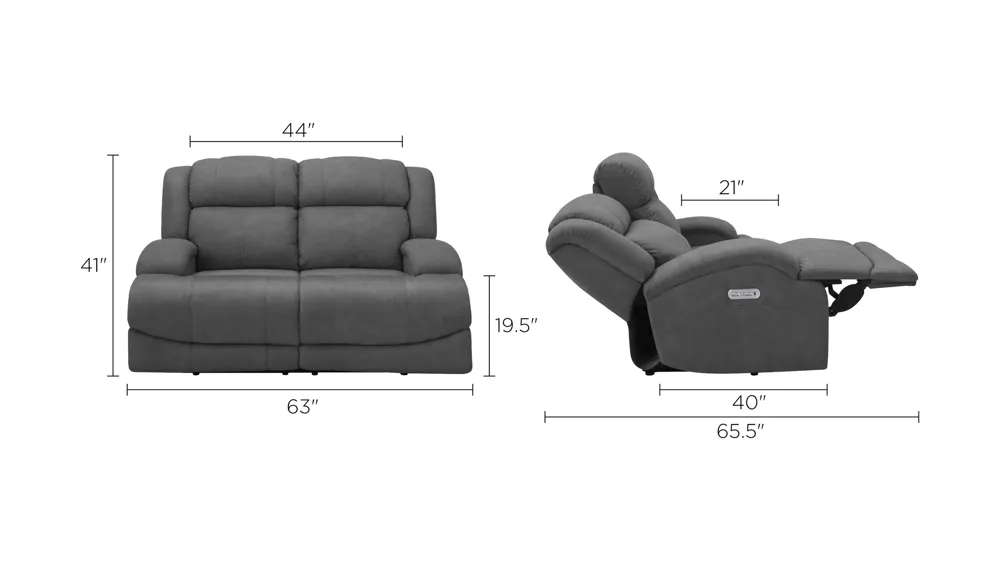 Quincey Power-Reclining Loveseat Dimensions