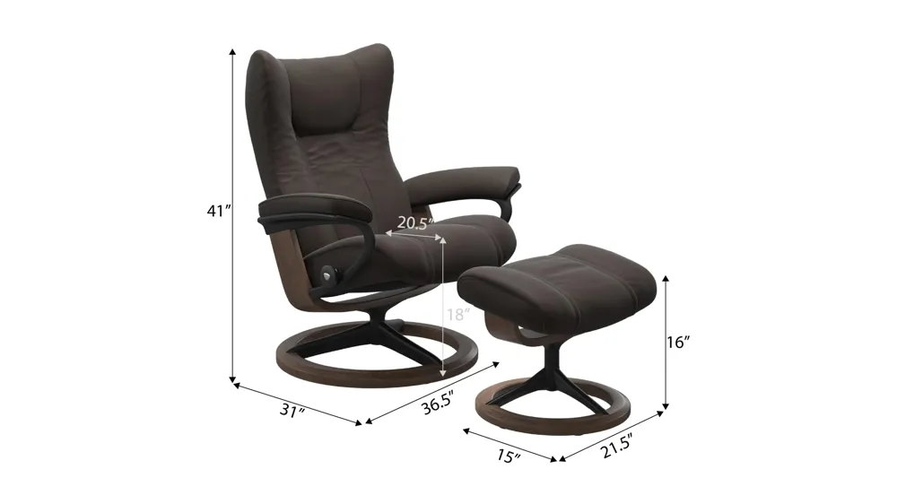 Wing Large Signature Chair & Ottoman Dimensions