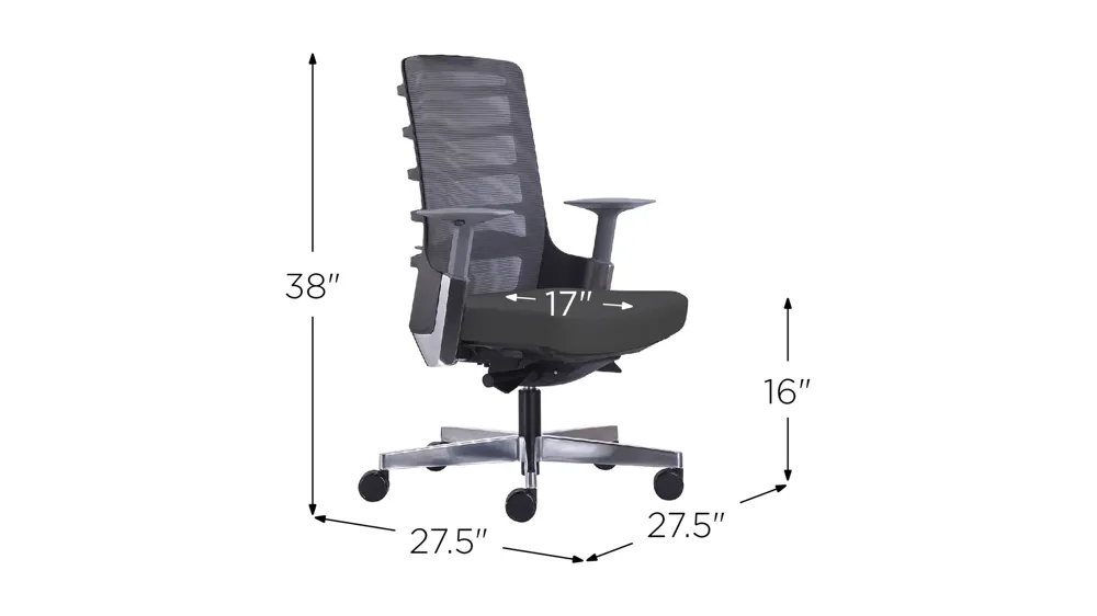 Seattle Mid Back Office Chair Dimensions