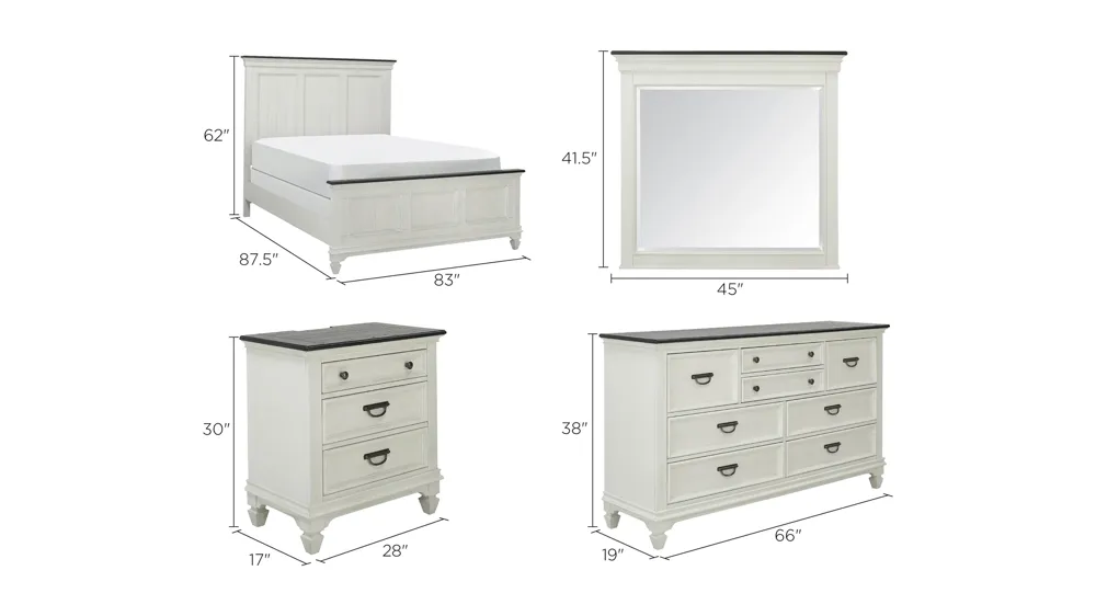 Shelby 4-pc. Bedroom Set Dimensions