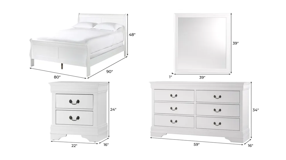 Edina 4-pc. Bedroom Set Dimensions