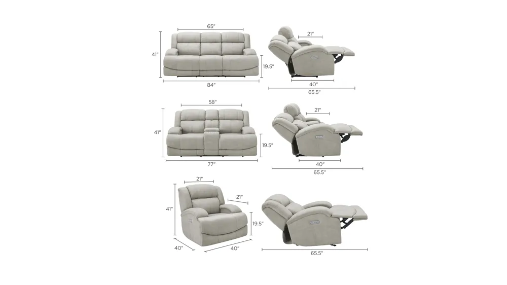 Quincey Living Room Set Dimensions