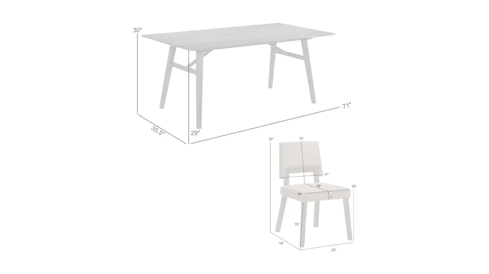Channell 7-pc. Dining Set Dimensions