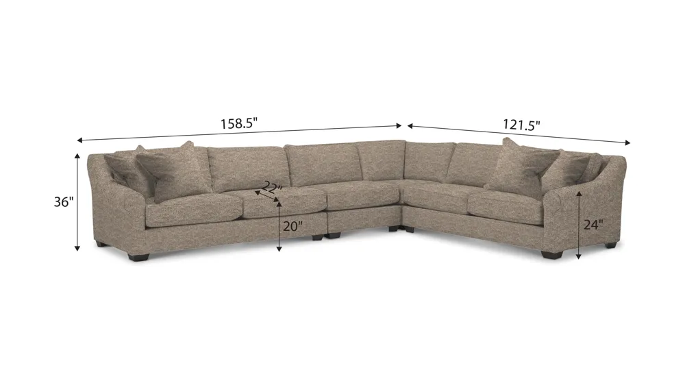 Thatcher 4-pc. Sectional Dimensions