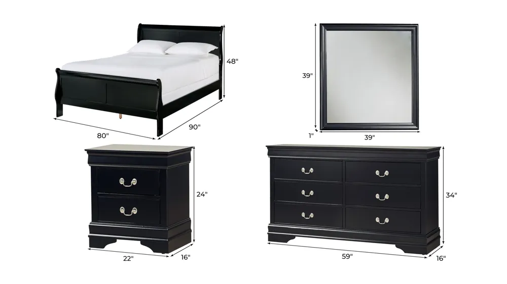 Edina 4-pc. Bedroom Set Dimensions