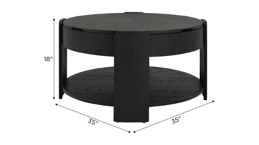 Midland 35" Lift Top Coffee Table w/ Casters Dimensions