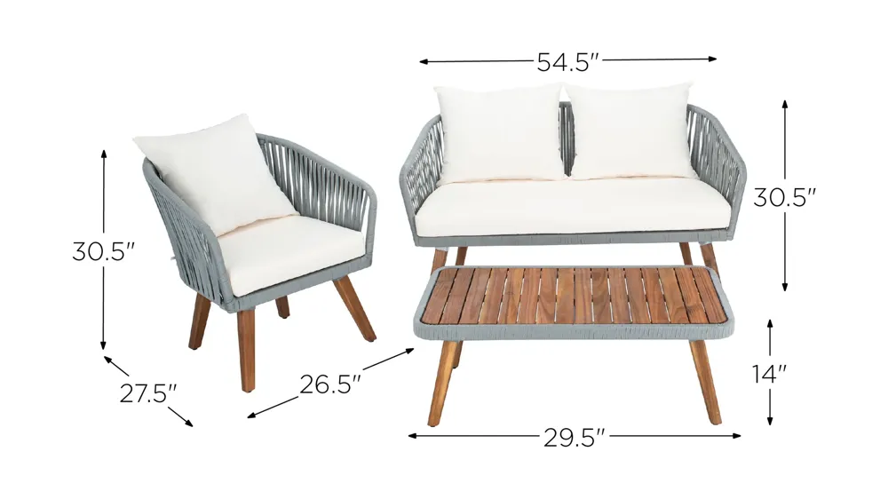 Dandra 4-pc. Patio Set Dimensions