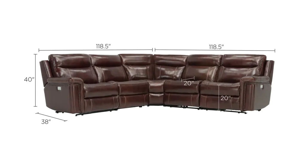Lattimore 5-pc. Leather Sectional Dimensions