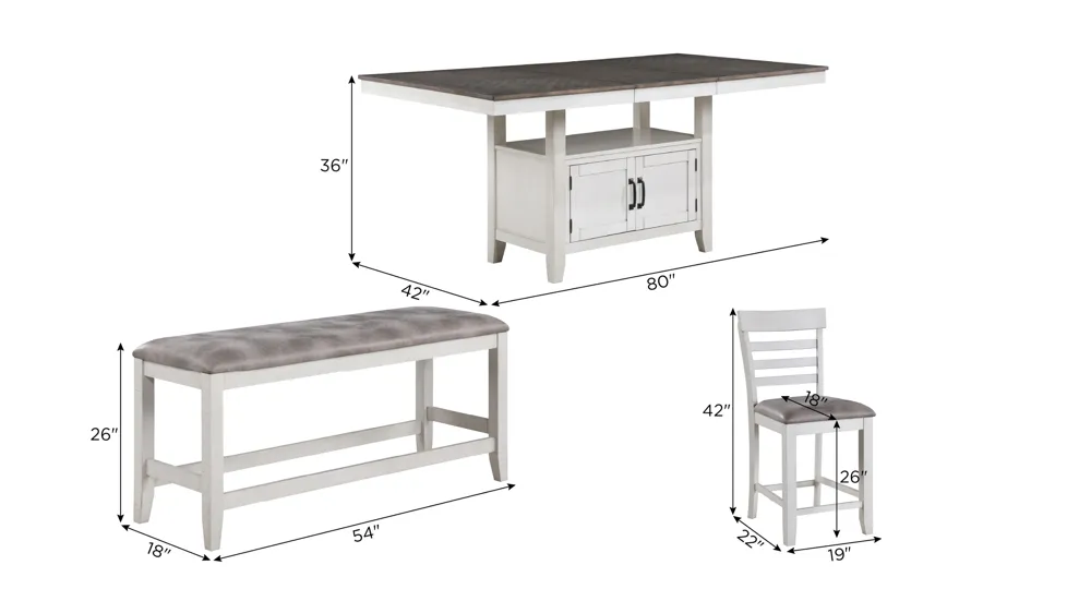 Richland 6-pc. Counter-Height Dining Set Dimensions