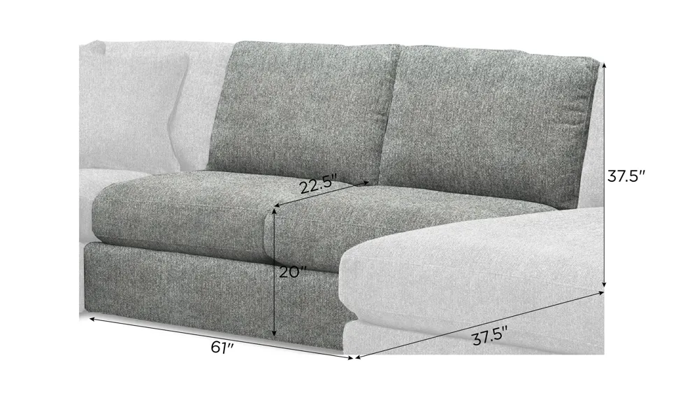 Nappily Armless Loveseat Dimensions