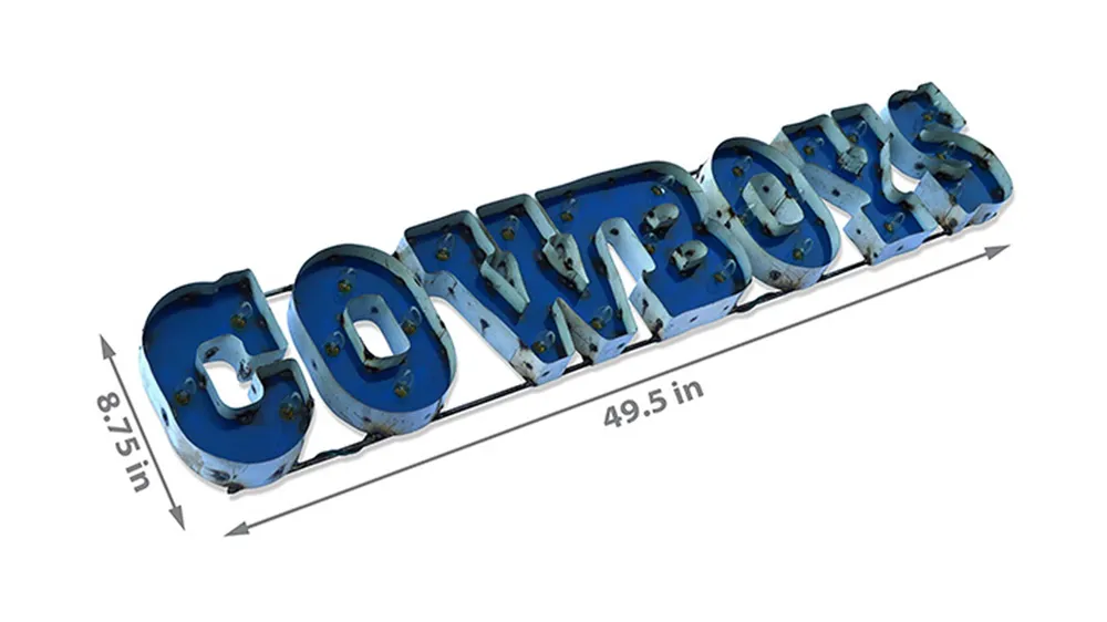 NFL Lighted Recycled Metal Sign Dimensions