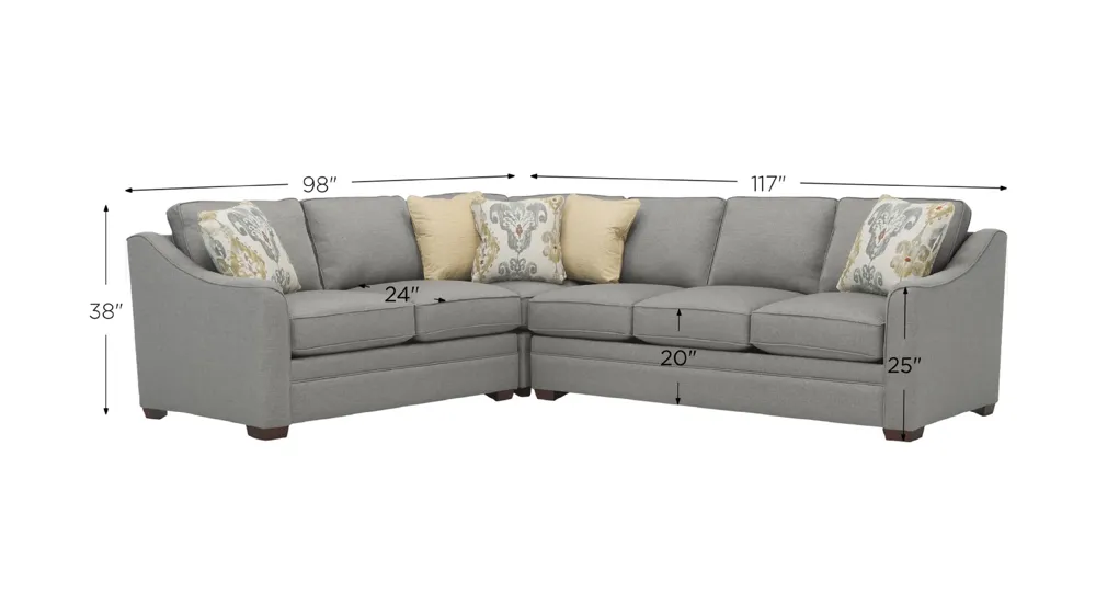 Hazelton 3-pc. Sectional Sofa Dimensions
