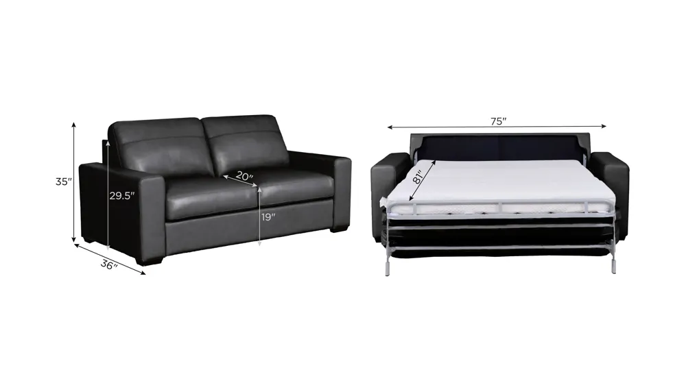 Harley 2-pc. Leather Full Sleeper Dimensions