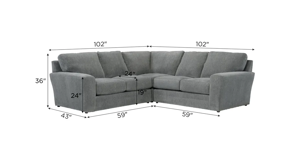 Kristoff 3-pc. Sectional Dimensions