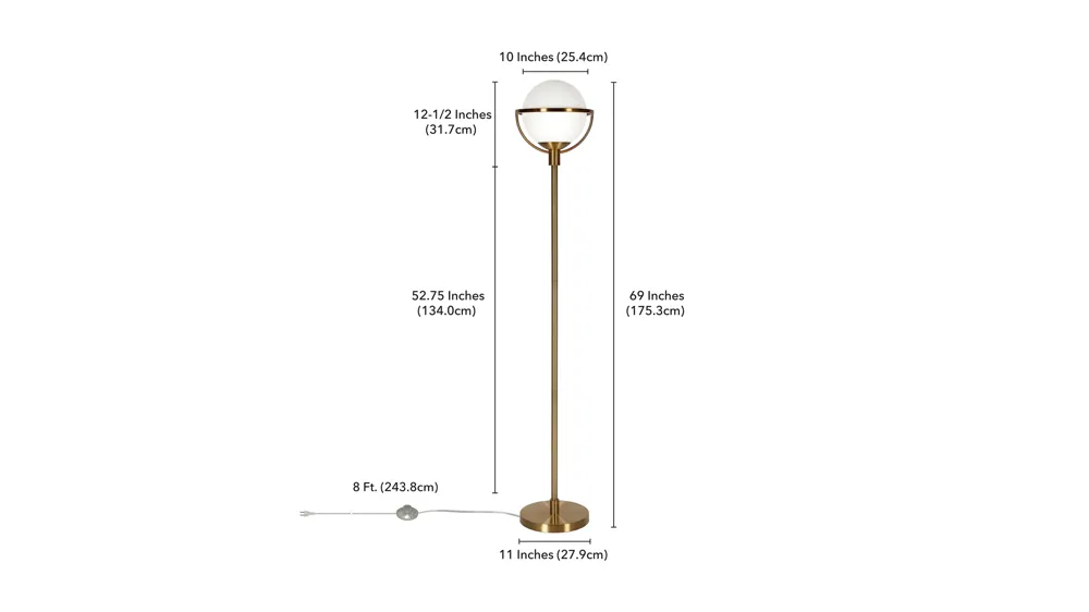 Limbani Globe & Stem Floor Lamp Dimensions