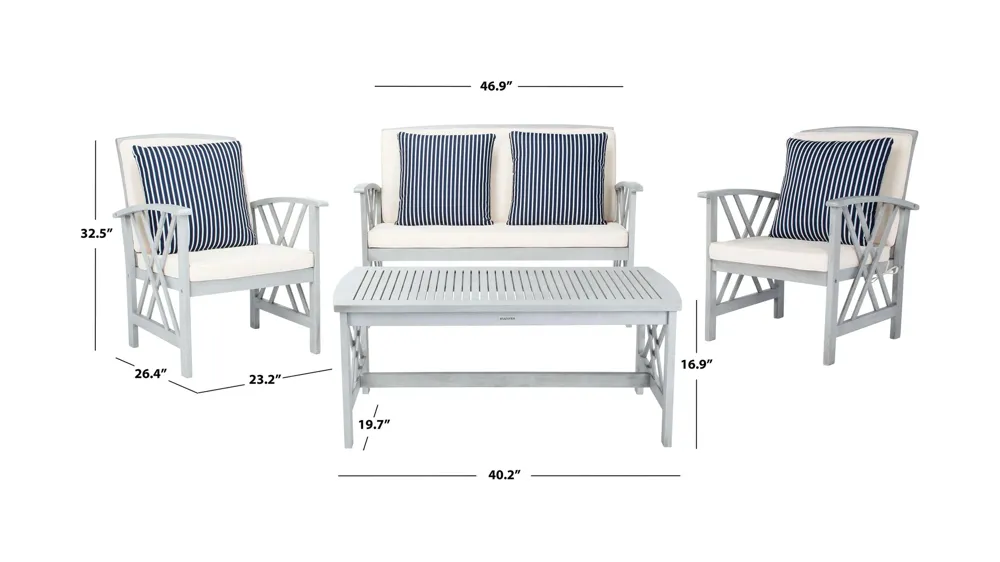 Bryce 4-pc. Patio Set Dimensions
