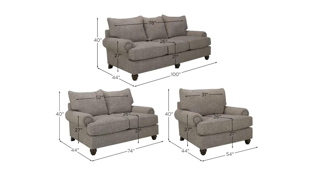 Hargrove Living Room Set Dimensions